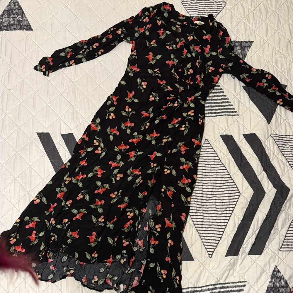 Cottage Core Floral Black Dress